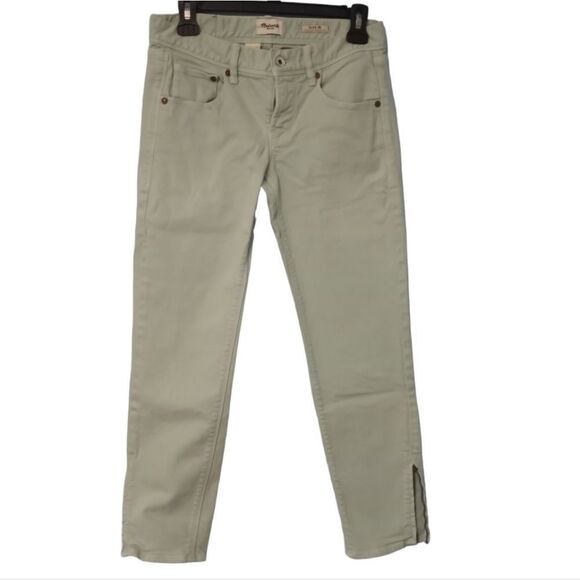 Madewell High Rise Zip Closure Hem Cropped Jeans Size 26 Mint Green - Picture 3 of 12